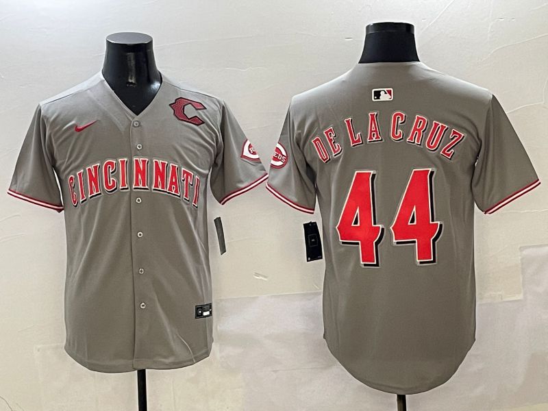 Men Cincinnati Reds 44 Delacruz Grey Game Nike 2025 MLB Jersey style 6